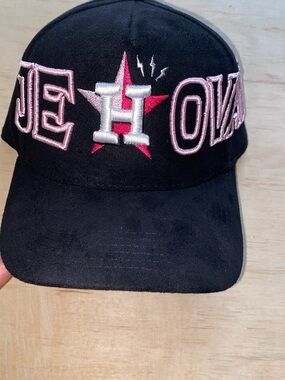Unisex | Black Baseball Cap with Pink & Silver Star H Embroidery